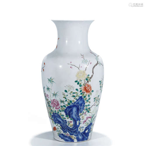 A Chinese Porcelain Famille Rose Vase Of Floral Pattern