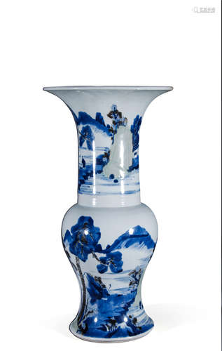 A Chinese Porcelain Blue And White Zun Vase Of Story Painting