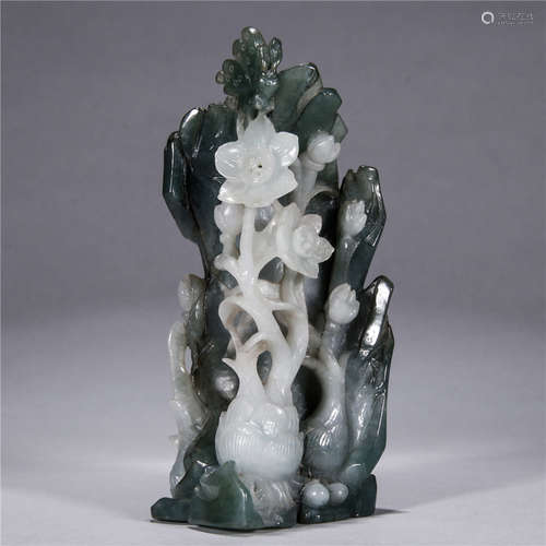 A Chinese Jadeite Ornament Of Floral Carving