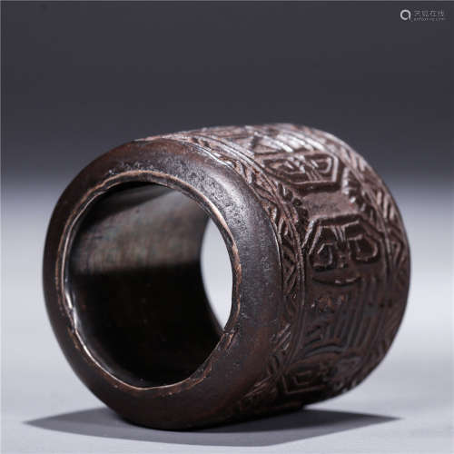 A Chinese Agarwood Thumb Ring