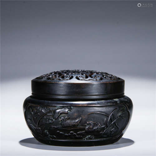 A Chinese Bronze Censer With Cover