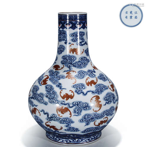 Since 1920 Blue And White Red Glaze Water Chesstnuts Shape Vase