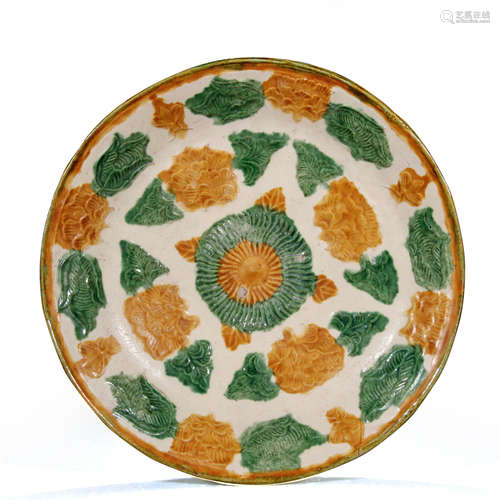 Yellow And Green Color Glaze Plate