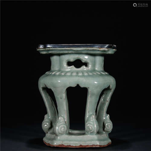 Longquan Kiln Mosaic Silver  Six Sides Base