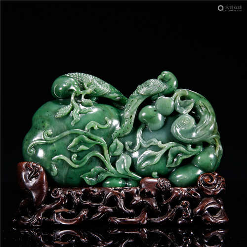 Qing Dynasty Jasper Fuluwandai Shanzi Ornament