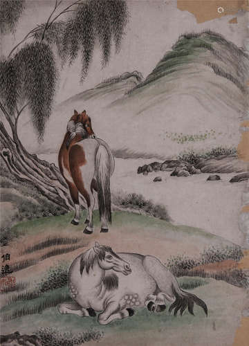 A Chinese Painting Of Horses, Ma Jin Mark