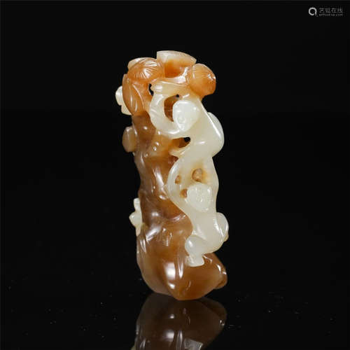 A Chinese Jade Pendant Of Monkey&Tree