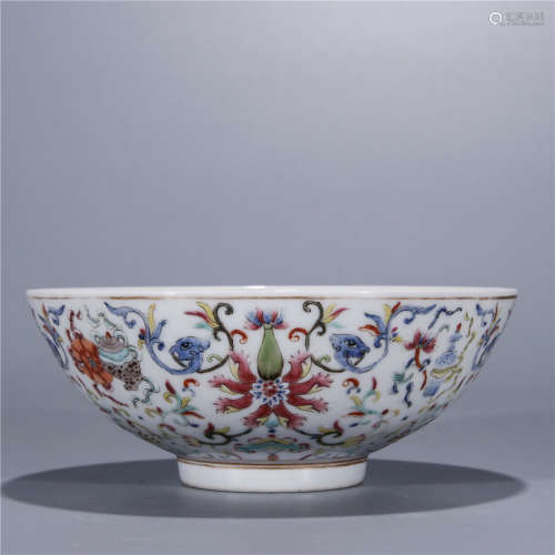 A Chinese Porcelain Famille Rose Bowl With Floral Pattern