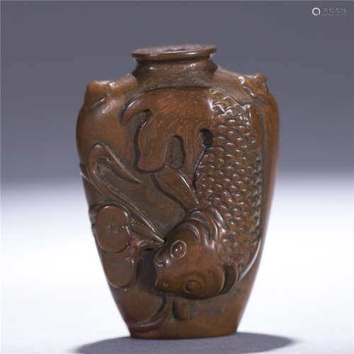 Qing Dynasty Copper Poetry Snuff Bottle