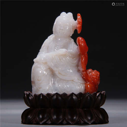 Qing Dynasty Southern Red Agate Ornament And Base