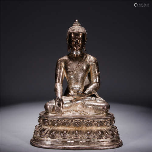 A Chinese Silver Buddha