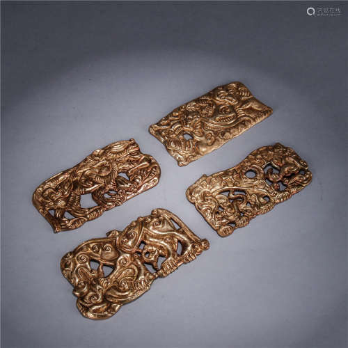 Set Of Gilt Bronze Pendants Of Beast Patterns