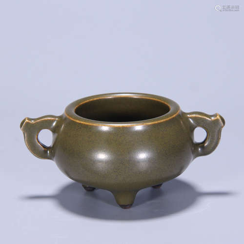 Tea Color Glaze Double Ear Censer