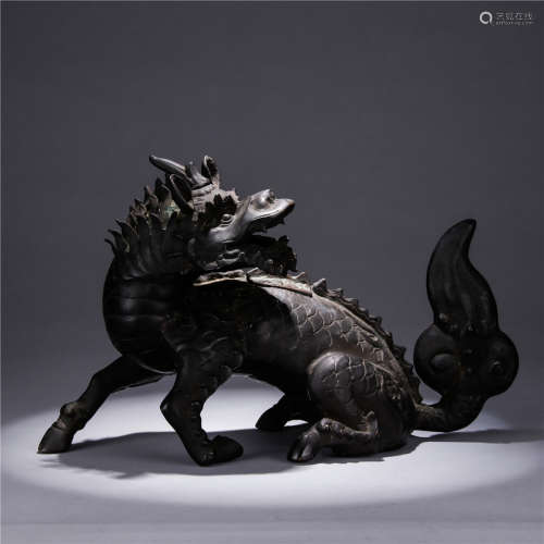 A Chinese Bronze Beast Shaped Censer