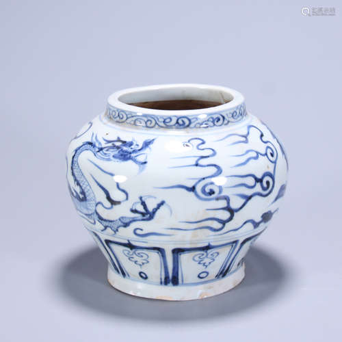 Blue And White Dragon Pattern Jar