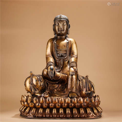 A Chinese Gilt Bronze Sitting Buddha