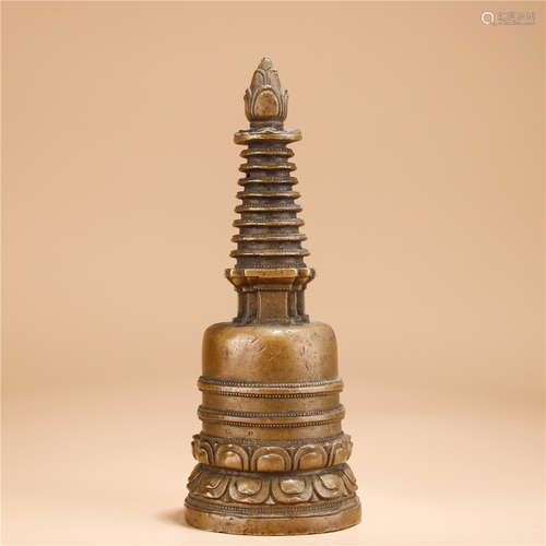 15 Century Copper Sanskrit Stupa