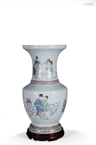 A Chinese Porcelain Famille Rose Vase Of Figure