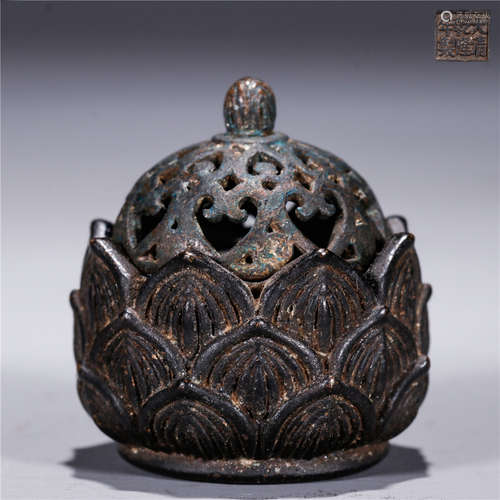 Daqing-Qianlong-Nianzhi Mark Copper Lotus Censer