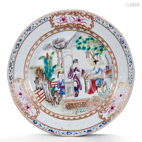 Famille Rose Gilt Plate