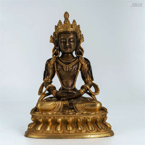 Ming Dynasty, Bronze gilt seated statue of Amitayus Buddha