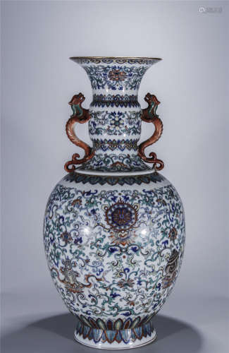 Qing Dynasty, QIAN LONG, gold painting porcelain vase
