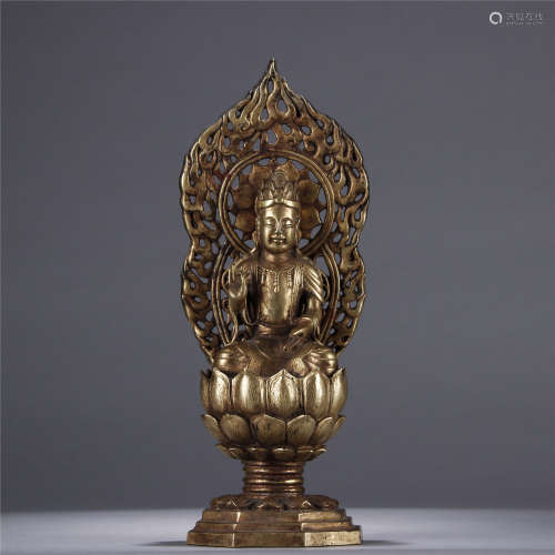 15th century, Gilt silver seated statue of Sakyamuni buddha