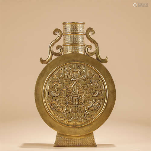 Bronze gilt dragon pattern porcelain vase bao yuan ping