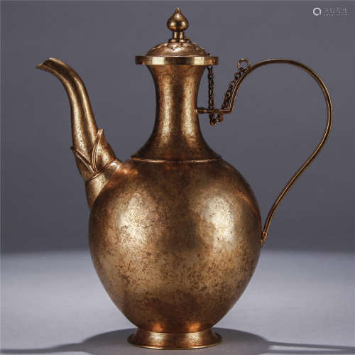 gilt bronze pot with handle