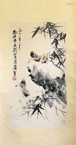Chinese scroll painting, by Fu Baoshi