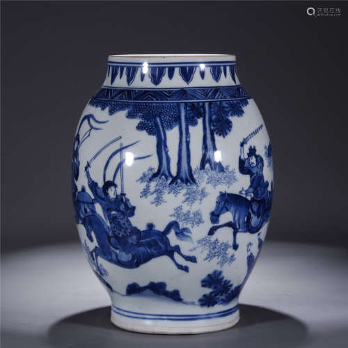 Ming Dynasty, CHONG ZHENG, blue and white drawing porcelain jar