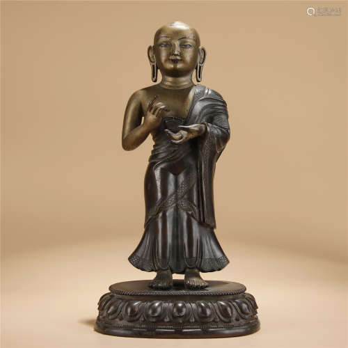 15th century, partly gilt bronze statue of sarira Buddha