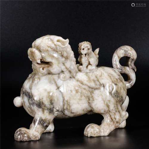 Lion shape jade carving incense burner