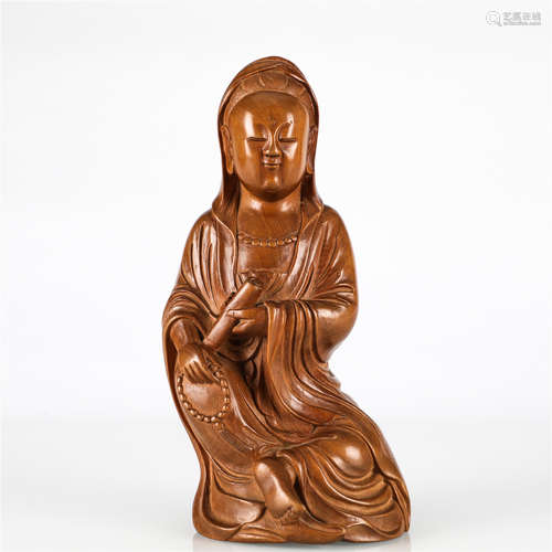 Qing Dynasty, Huang Yang wood carving Guan Yin statue