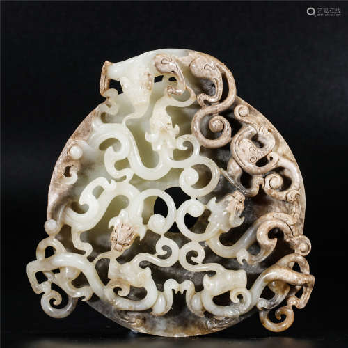 high relief dragon shape jade carving