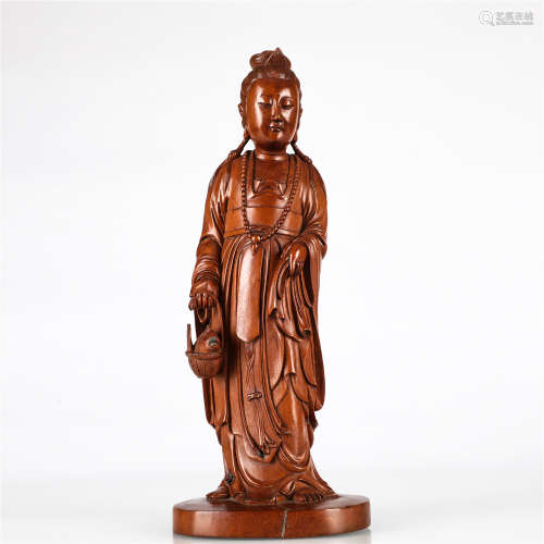 Qing, Huang Yang wood carved statue of GUAN YIN buddha