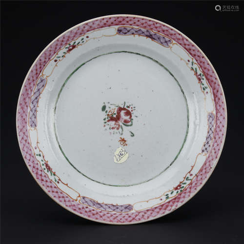 Min Guo, famille rose flower pattern porcelain plate