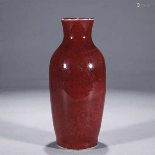 Qing Dynasty, red glaze porcelain vase