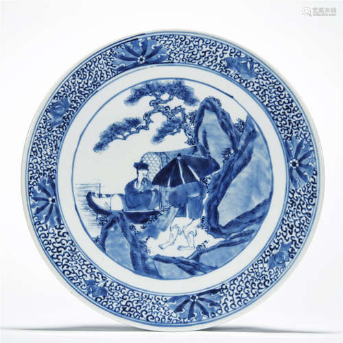 Qing Dynasty, DAO GUANG, blue and white figure story drawing porcelain plate