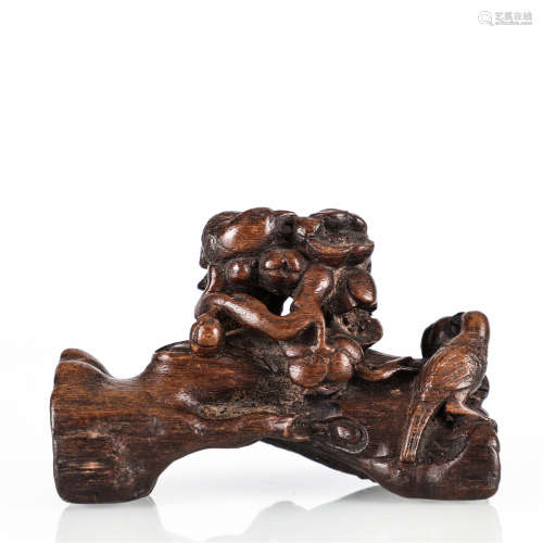 Qing Dynasty, Chen Xiang wood flower and bird carving penholder