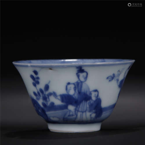 Qing Dynasty, blue and white porcelain cup