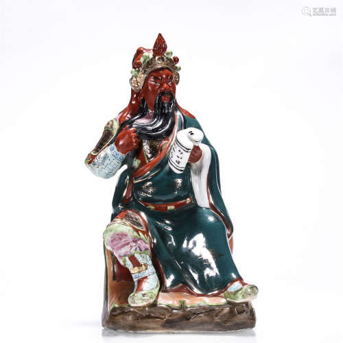Ceramics statue of GUAN GONG reading book