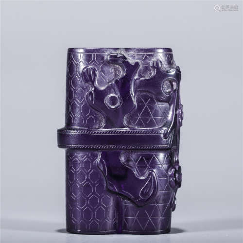Amethyst carved scroll shaped paperweight