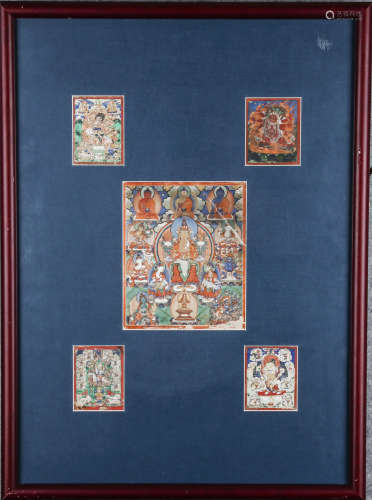 Qing Dynasty, 3 pieces Thangka