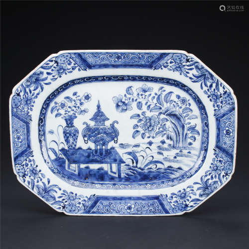Blue and white porcelain plate