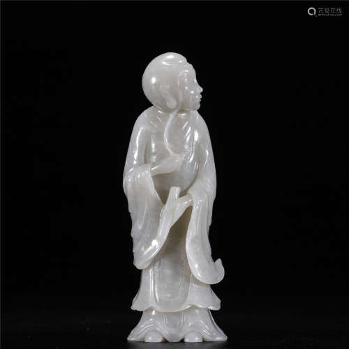 White jade carving LUO HAN statue