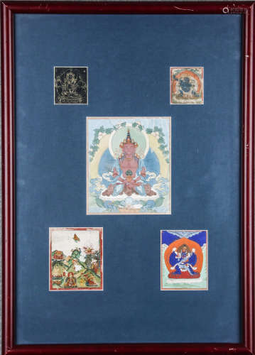 Qing Dynasty, 5 pieces Thangka