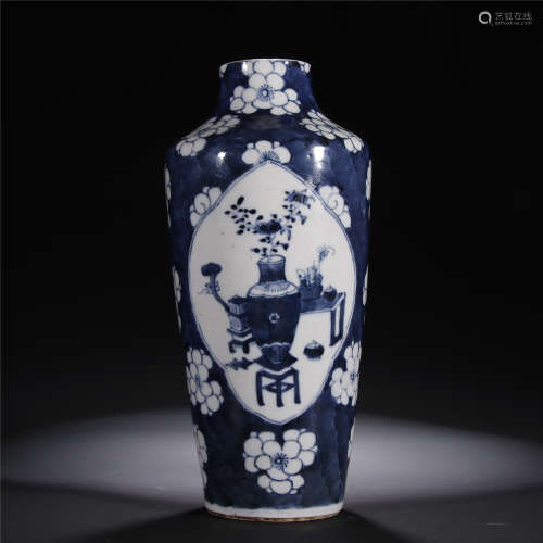Large blue and white porcelain vase