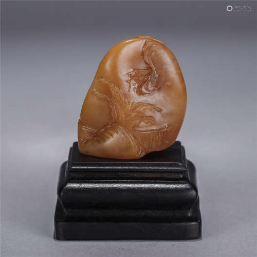 Qing Dynasty, TIAN HUANG stone carving landscape and figure seal