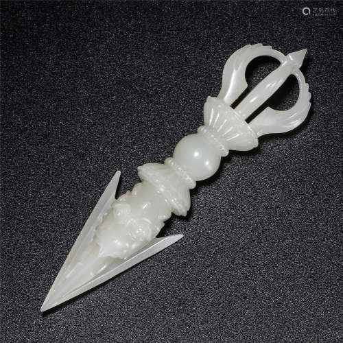 White jade hollow-out vajra